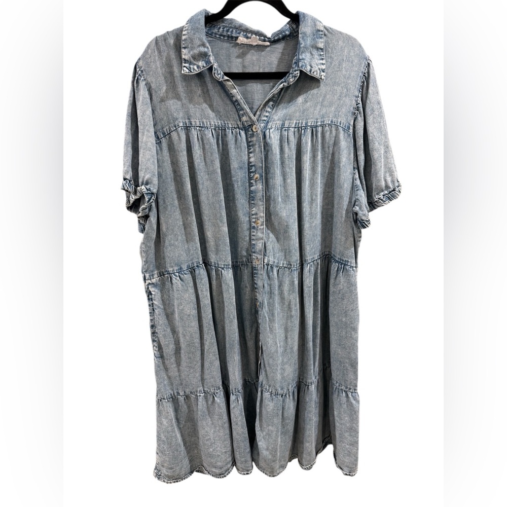 Jane and Delancey Blue Denim Blue Tiered Dress ~ Size 2x